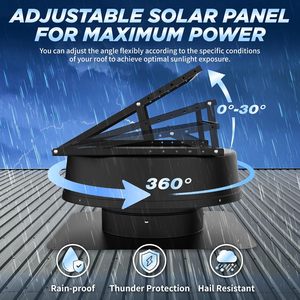 Ventilateur <span class=keywords><strong>d</strong></span>'extraction <span class=keywords><strong>d</strong></span>'<span class=keywords><strong>air</strong></span> <span class=keywords><strong>solaire</strong></span> de 12 pouces pour serre, fabriqué en Chine, pour la ventilation du toit, l'évacuation des combles - Product Image 4