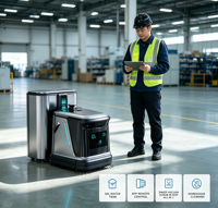 Robot de nettoyage commercial MiCity, balayeuse, laveuse, aspirateur, serpillière 4 en 1, nettoyeur de sol avec réservoir de 50 L, télécommande par application, nettoyeur industriel