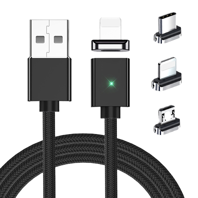 Nylon Braided 3 In 1 Multi Colors 3A Fast Charging Cable With Data Transmission