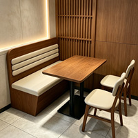 Ensemble de canapés de restaurant haut de gamme, modernes et minimalistes, en bois massif, sur mesure pour les chaînes de restaurants occidentaux et les bistrots