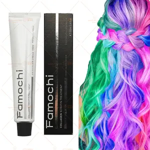 Huati Sifuli Famochi 100ml Couleur des cheveux Private Label Salon Coloration rapide Faible teneur en ammoniac Teinture capillaire permanente noir rose bleu