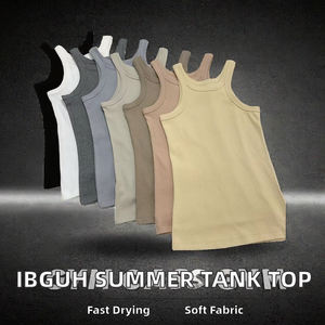 IBGUH Women's Summer Casual Workout <b>Tank</b> <b>Top</b> Comfortable Elastic Ribbed Woven Front Logo Quick Dry Breathable Fitness Daily Wear - Product Image 3