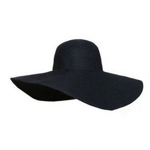 Wholesale Summer Women's Hat Foldable Large Brim Solid Color Straw Sun Hat Outdoor Vacation Seaside Beach Hat - Product Image 1