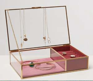 Boîte de rangement pour bijoux de qualité supérieure avec plusieurs compartiments en verre et métal, boîte de rangement pour bijoux artisanale - Product Image 5