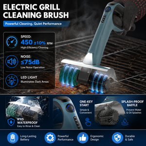 Cepillo de Limpieza Eléctrico para Parrilla de Alto Torque con 3 Cabezales Intercambiables, Cepillo de Limpieza para Parrilla Eléctrica con Carga Tipo-C - Product Image 2