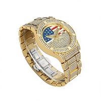 Montre RICECGO pour homme, montre décontractée de luxe, étanche, cadran en cristal saphir, cadran drapeau aigle, montre à quartz glacée