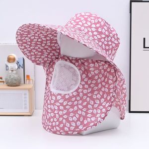 Sombrero de Pescador con Protección Solar y Protector Facial, Transpirable y Plegable, para Ciclismo al Aire Libre, Recolección de Té, Diseño Rosa para Adultos - Product Image 1