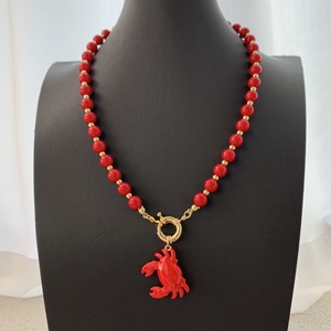 TK-B131 Lucky <strong>Crab</strong> Pendant Necklace Set Red Beaded Necklace Ins Hot Fashion Necklace Set <strong>Jewelry</strong> As New Year Gifts - Product Image 6