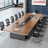 HYZ-280X Table de conférence moderne en bambou simple, personnalisable, avec boîte à câbles et surface antidérapante