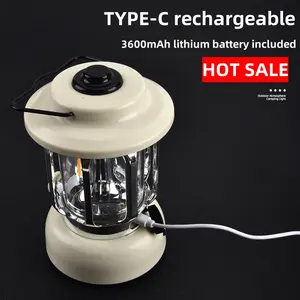 New Stepless Dimming 3600MaH Ipx4 Waterproof Portable VintageOutdoor Emergency Rechargeable Led Camping Lantern Atmosphere Light