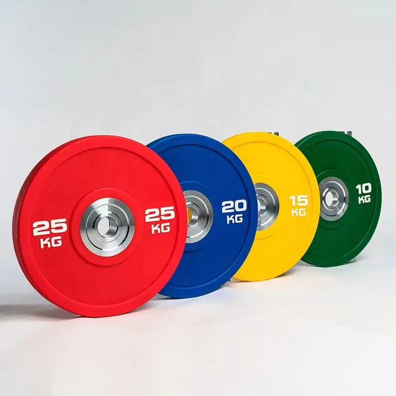 Piastre in gomma colorate da competizione piastre per pesi calibrate in acciaio piastre per pesi Deadlift con bilanciere