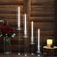 Porte-bougies coniques en verre cristal transparent 14'', 18'', 22'', 26'' – Écologiques et durables pour centres de table de mariage