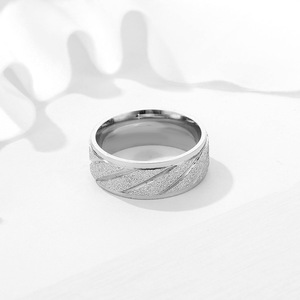 2026 Fashion Design Stainless Steel Gold Plated <b>Ring</b> Women Trendy Frosted Carved Personalized Couple <b>Ring</b> <b>Men</b> - Product Image 3