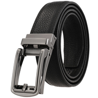 Ceinture en cuir pour homme LY33-23435-5 - Boucle automatique hybride de type ardillon de 3,0 cm, ceinture à cliquet en cuir pleine fleur grainé pour homme