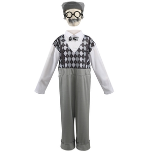 Anciano abuelo Cosplay niño niños 100th Día de la escuela monos para grupo de edad Geezer niño <span class=keywords><strong>Halloween</strong></span> traje anciano disfraz - Product Image 5