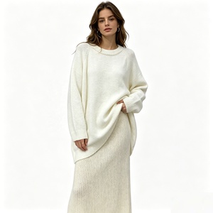 Suéter Oversize para <span class=keywords><strong>Mujer</strong></span> con Tacto de Cachemira, Cuello Redondo, Manga Larga, Tejido Holgado de Mezcla de Lana, Suave y Cálido, Informal para Otoño e Invierno - Product Image 2