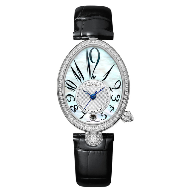 New Trendy Oval Automatic Mechanical Ladiesdigital Watches Watch With Diamond Studded Star Pattern Watch