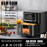 Oven Penggorengan Udara Listrik Stainless Steel Baru dengan Layar LCD Digital, Bebas Minyak, Permukaan Anti Lengket, untuk Hotel, Kapasitas 6.1-8.0L, OEM ODM