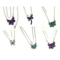 Ensemble de 6 colliers pendentifs en argent sterling 925 avec pierres précieuses colorées, design floral, bijoux en gros pour femmes