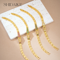 Nouveau bracelet ouvert pour femme en laiton plaqué or, motif tête de léopard, style tennis, avec zircon coloré tendance, manchette à clous, cadeau de fête, principalement en alliage