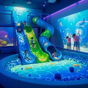 Attrezzatura per Parco Giochi a Tema Castello per Bambini con Piscina di Palline, Scivolo e Area Giochi per Centro Ricreativo Indoor - Product Image 3