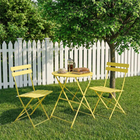 Ensemble de bistrot pliant 3 pièces en fer forgé moderne, résistant aux intempéries, pour extérieur, chaises de patio – Idéal pour jardin et balcon, gain de place