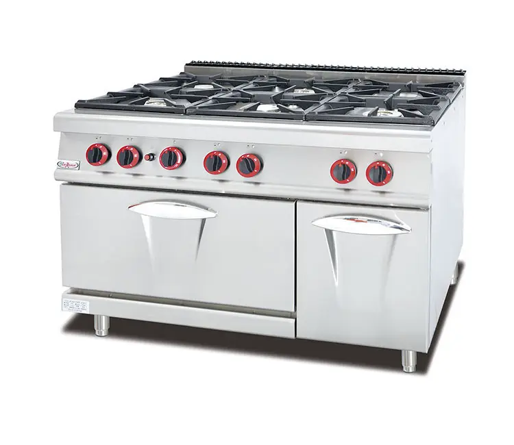 Commercial Gas range with 6-Burner & Oven Kitchen appliance Bakery gas range with oven