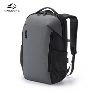 Kingsons Business <b>Backpack</b> 15.6 Inch Water Resistant Laptop Bag Unisex Travel Casual <b>Backpack</b> Solid Color <b>Black</b> And Gray - Product Image 3