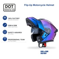 Casque de moto personnalisé à visière relevable certifié DOT avec double visière pare-soleil et système d'aération – Vente en gros et approvisionnement en vrac