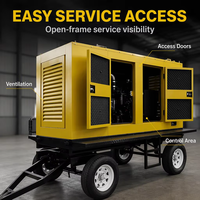 Generator Diesel Mobile Trailer 50kW Silent Towable, Genset 60 KVA 480V Berpendingin Air, Start Otomatis/Remote, ATS, Pasokan Pabrik