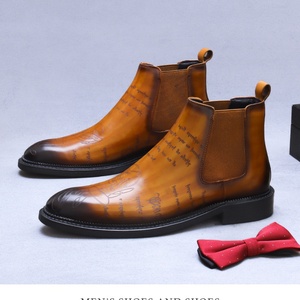 Men's Genuine Leather Ankle <b>Boots</b>-Handcrafted for Business Formal Wear-Chelsea Style Waterproof Anti-Slip Shoes - Product Image 5