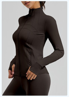 Veste de sport respirante et élastique avec poches pour la course, le yoga et les activités sportives, manches longues, femme, Spandex/Polyester