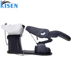 เก้าอี้สระผมไฟฟ้า Kisen พร้อมพนักพิงศีรษะปรับระดับได้ ระบบทำความร้อน นวดสระผม เตียงสระผมสำหรับร้านเสริมสวย พร้อมที่ควบคุมด้วยเท้า อ่างเซรามิก - Product Image 4