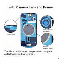Coque arrière en verre + plaque en fer + anneau métallique magnétique de remplacement pour iPhone 17 Pro Max, pièces de réparation pour iPhone 14 15 16 17