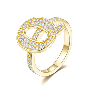 Luxury 18K <b>Gold</b> Plated Moissanite <b>Cocktail</b> <b>Ring</b> Letter D Pave Setting Round Brilliant Cut 925 Silver Unisex Jewelry - Product Image 1