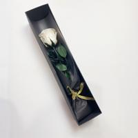 OEM Konservierte Blumen Einzelne Weiße Rose Acryl-Schublade Geschenkbox Schwarze Tasche Grußkarte Valentinstag Muttertag Weihnachtsgeschenk