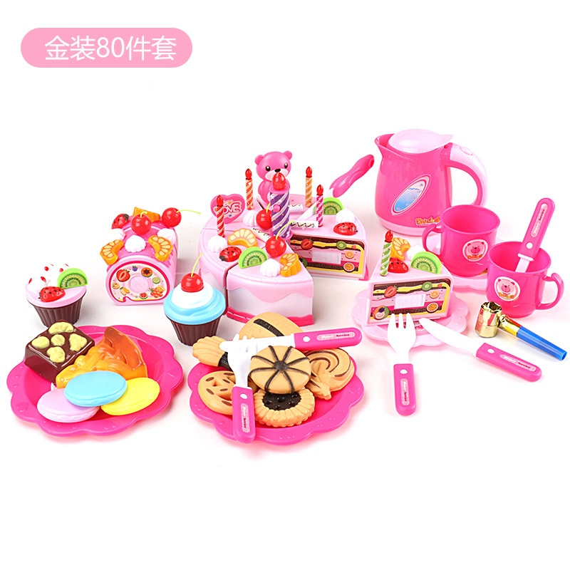 Set de pastel de 80 piezas [Rosa] con luces y velas