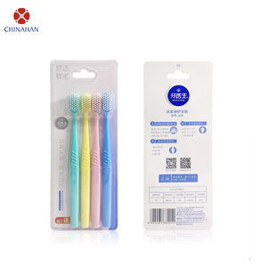 Cepillo dental manual para adultos, cepillo de dientes de plástico con logotipo personalizado, precio barato, 4 unidades - Product Image 1