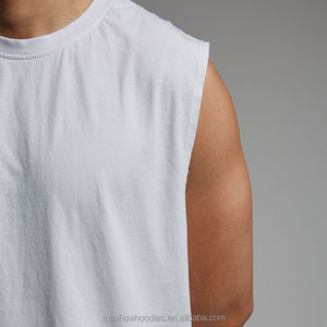OEMカスタム 180gsm マッスル オーバーサイズ ノースリーブ クロップド コットン タンクトップ メンズ - Product Image 4