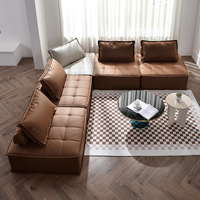 Canapé modulaire carré moderne en mousse avec assise capitonnée, mobilier commercial à profil bas pour appartement
