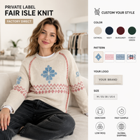 Pull en tricot à col rond à manches longues pour femme, motif flocon de neige Fair Isle nordique, pour l'hiver et les fêtes de Noël, vente en gros OEM