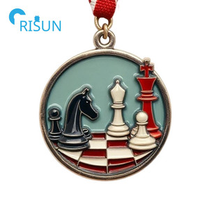 Nhà Sản Xuất Chất Lượng Tùy Chỉnh 3D Antique Vàng Bạc Bronze <span class=keywords><strong>Checkers</strong></span> Champion Cờ Vua Huy Chương - Product Image 4