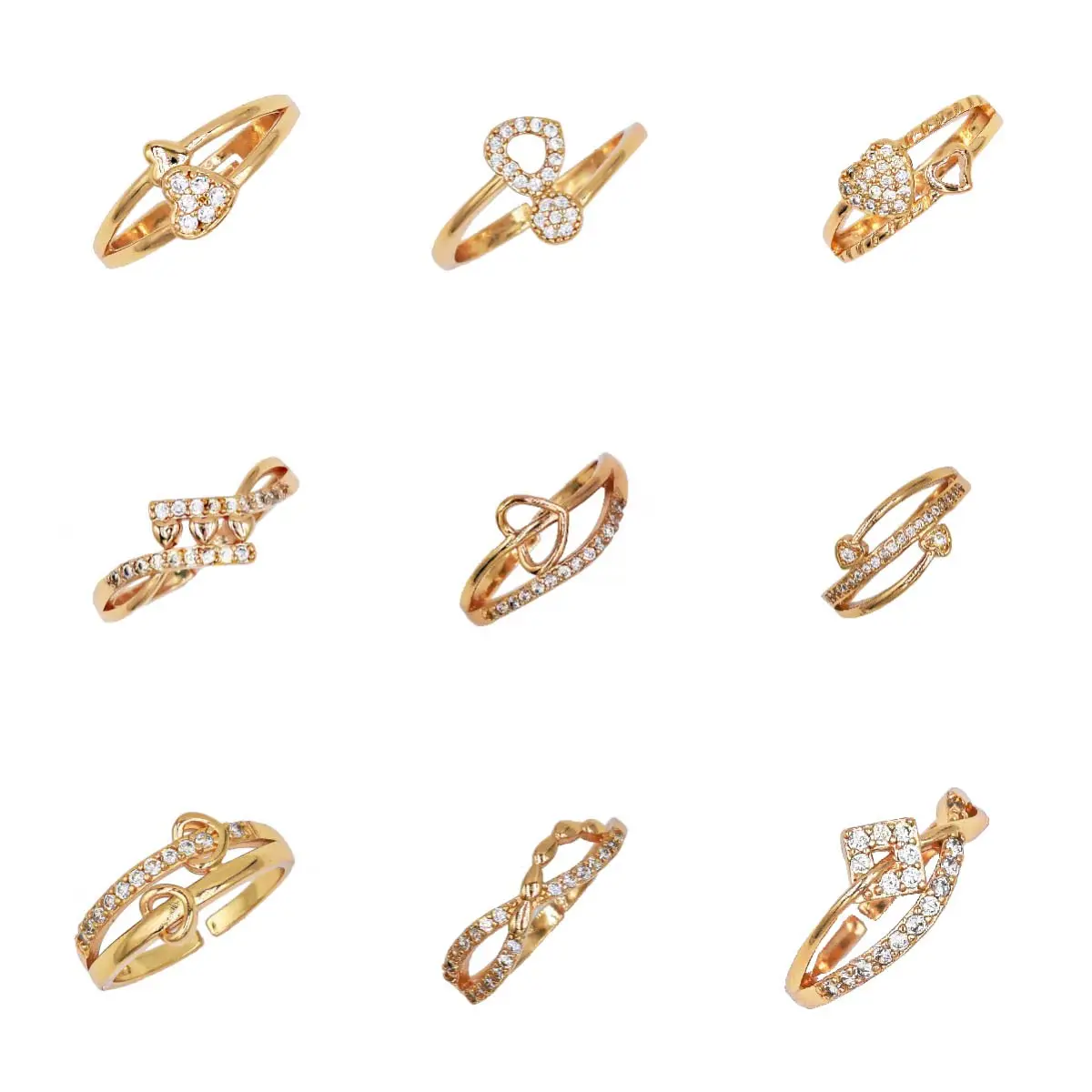 Classic and simple Wholesale 18k Gold Plated Diamond Ring Irregular geometric zircon fine jewelry for lady Accessories womens