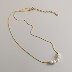 Collier en argent pur S925 avec perle d'eau douce et symbole de pourcentage en diamant, design simple et exquis, Y02238 - Product Image 4