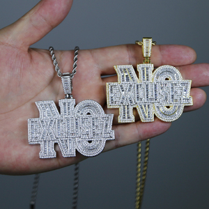 Nuovo arrivato Iced Out Bling CZ pavimentato lettera senza ciondolo con ciondolo a catena cubana per uomo Rapper gioielli Hip Hop - Product Image 1
