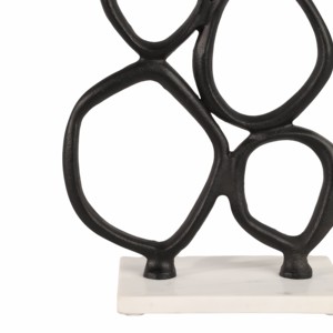 Scultura Astratta in Metallo con Anello, Statua con Base in Marmo, Decorazione per la Casa, Figurina Ornamentale, Accento per Scaffale e Tavolino da Caffè - Product Image 5