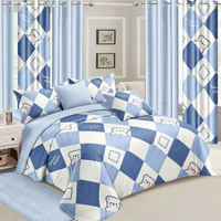Ensemble de Literie Patchwork et Rideaux en Microfibre Toucher Coton Taille Queen d'Usine Textile de Maison Chinoise