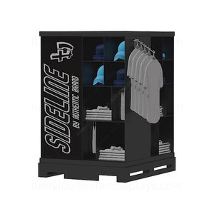 Metal Floor Decoration <b>Display</b> <b>Stand</b> Multifunction Rack with Slatwall Hooks & Storage Cabinets for Retail Men Garment <b>Shop</b> - Product Image 5