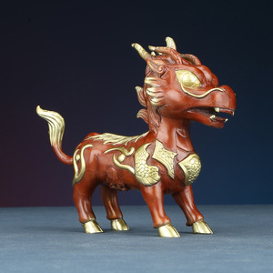 Figurine Qilin en cuivre coloré, faite à la main, décoration pour la maison et le bureau, cadeau - Product Image 2