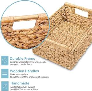 Fabrika Toptan Satış Dikdörtgen Tasarım Sümbül Orta Boy Hasır Saplı Sepet - Product Image 4